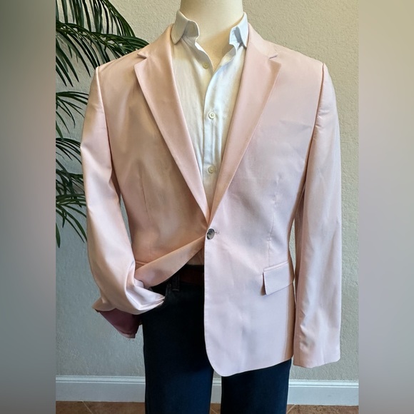 ASOS BLAZER SIZE 44 LIGHT PASTEL PINK SPORT COAT POLY BLEND CASUAL JACKET - Picture 3 of 10